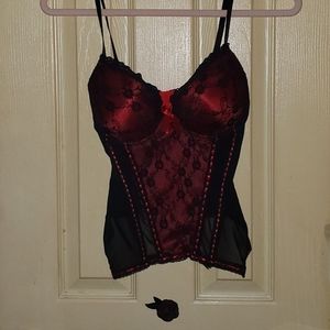 🔥  Corset style top red black 34C sexy lace